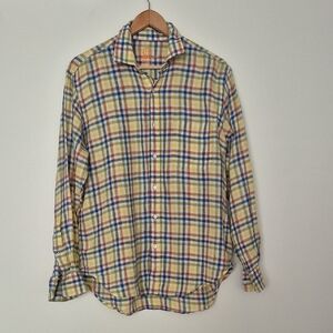 J. McLaughlin Plaid Linen Men's Shirt - Size Medium - Colorful Madras Style